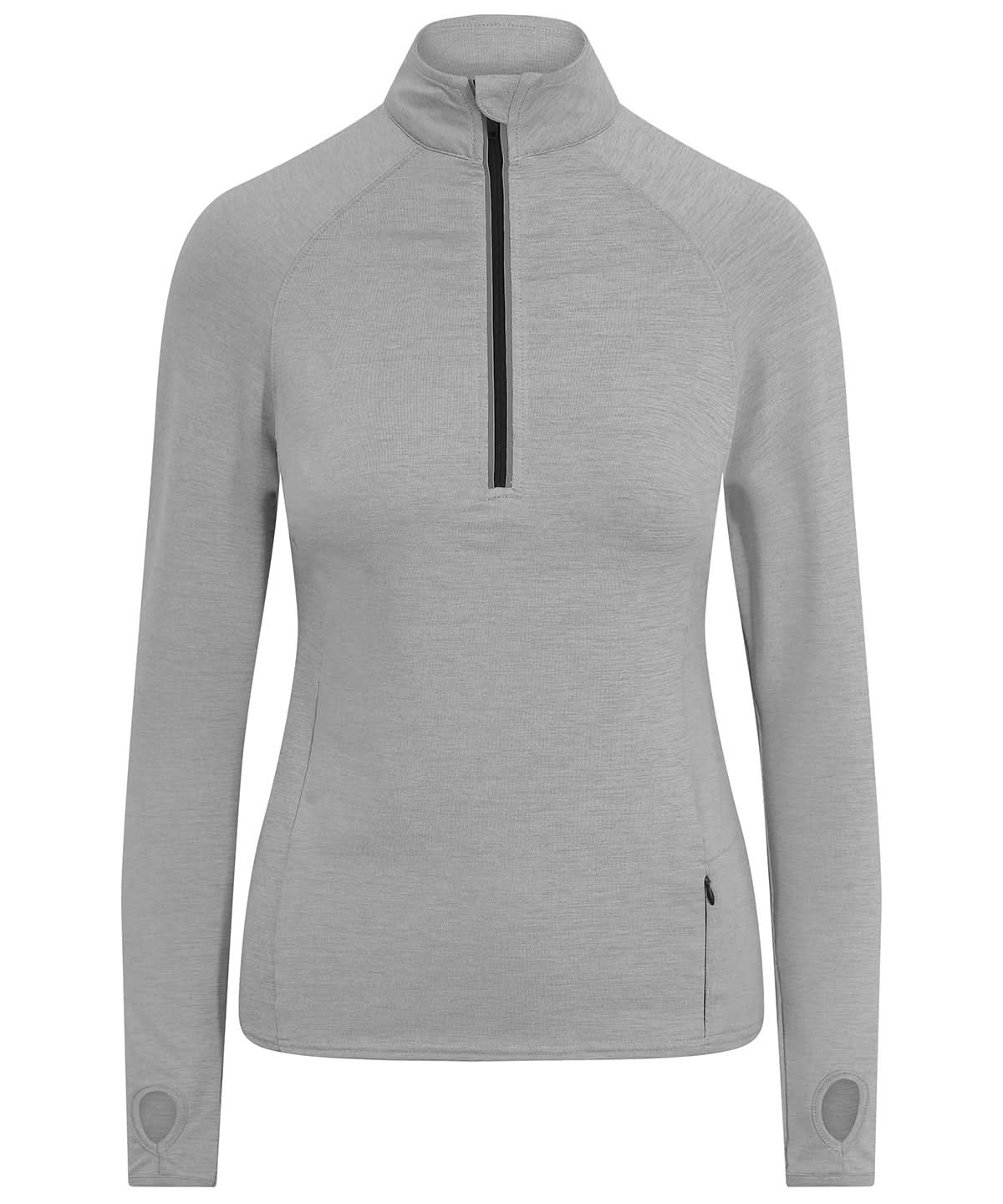 AWDis Just Cool Womens Cool Flex long half zip top JC035 - Silver Grey - Customisable Sports Overtops