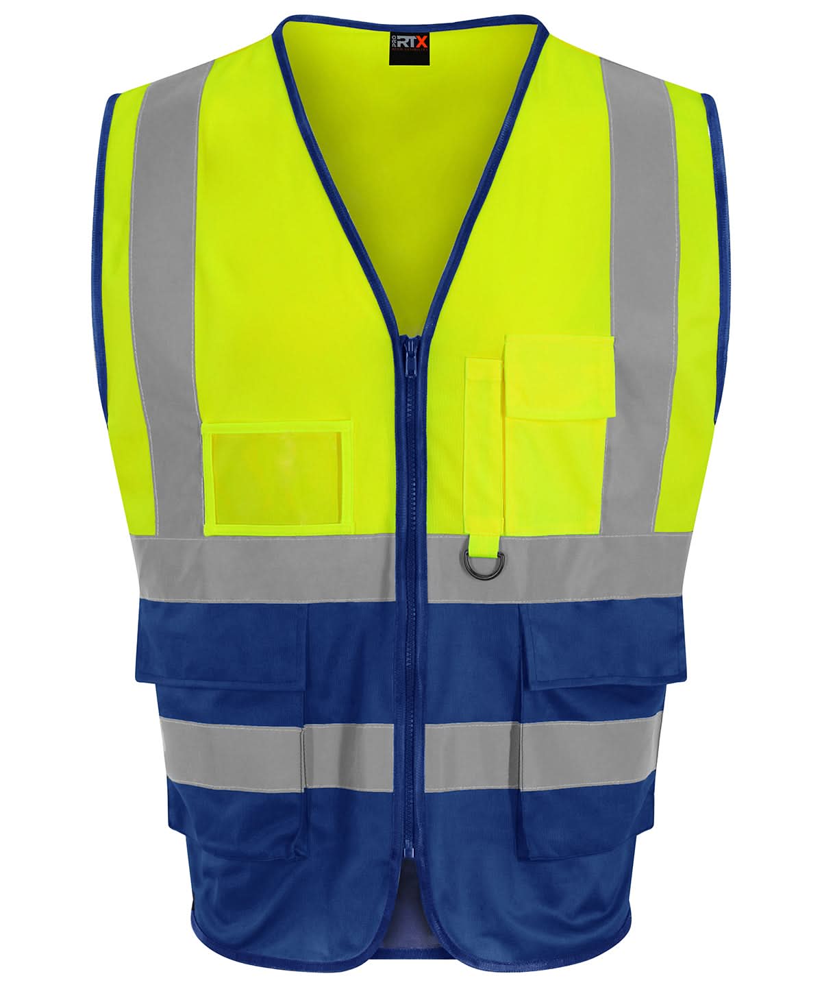 ProRTX High Visibility Executive waistcoat RX705 - HV Yellow Royal Blue - Customisable HV Vest