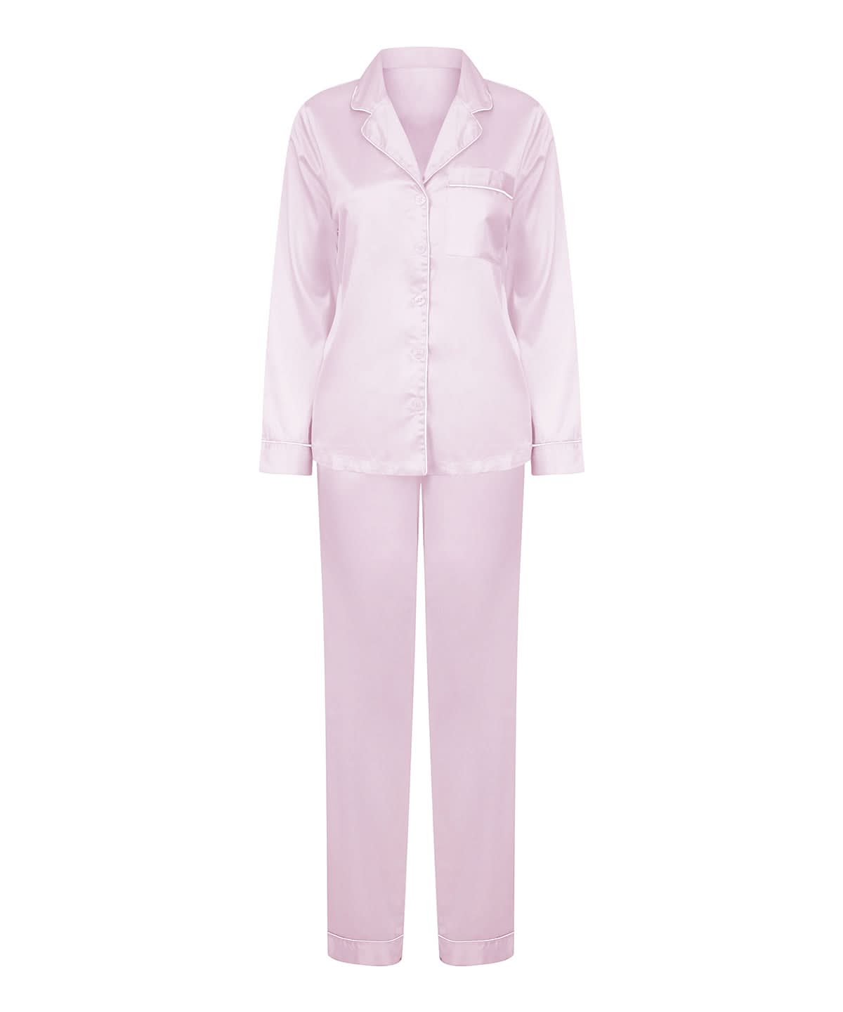 Towel City Womens satin long pyjamas TC055 - Light Pink - Customisable Pyjamas