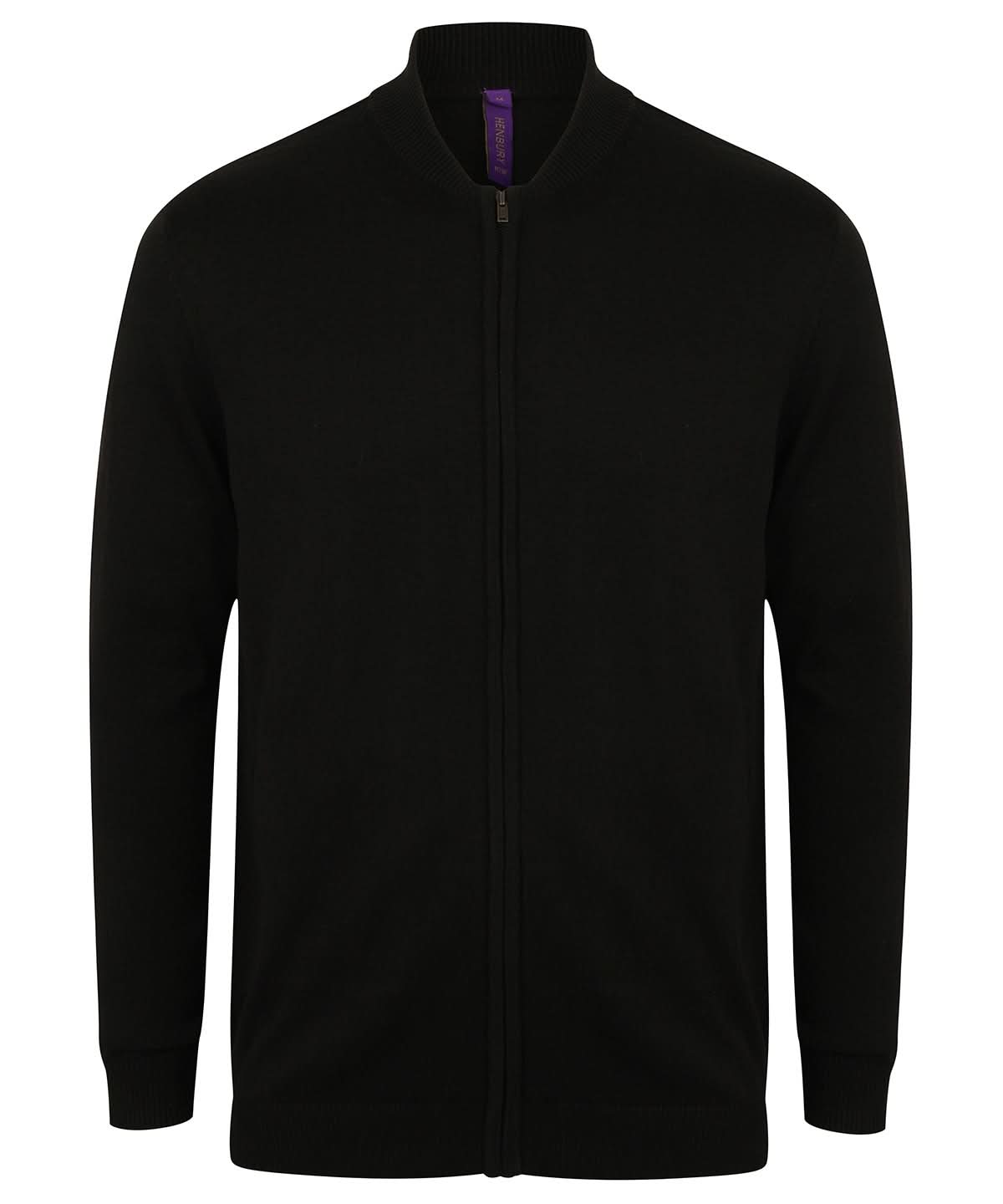 Henbury Unisex Zip Through Cardigan HB718 - Black - Customisable Cardigans