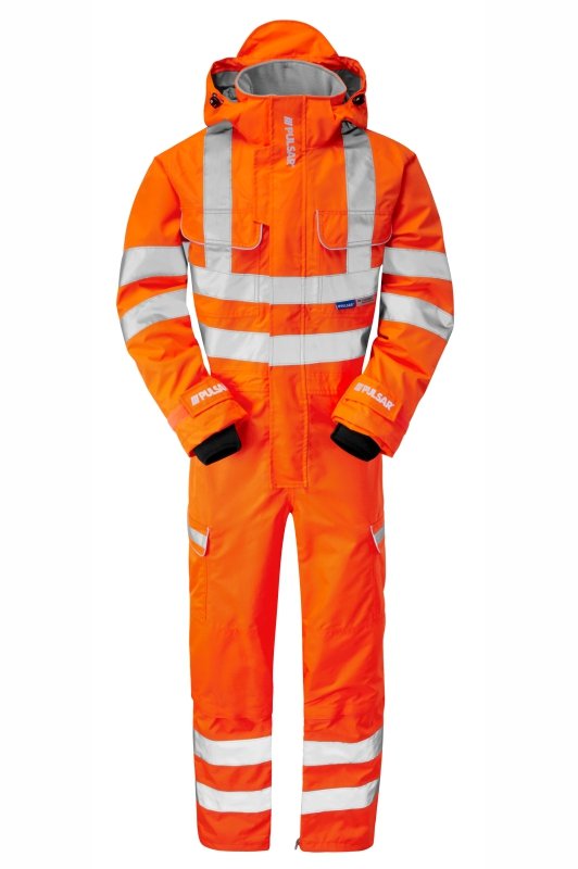 Pulsar Hi Vis Orange Waterproof Coverall PR505 - - Customisable Coveralls