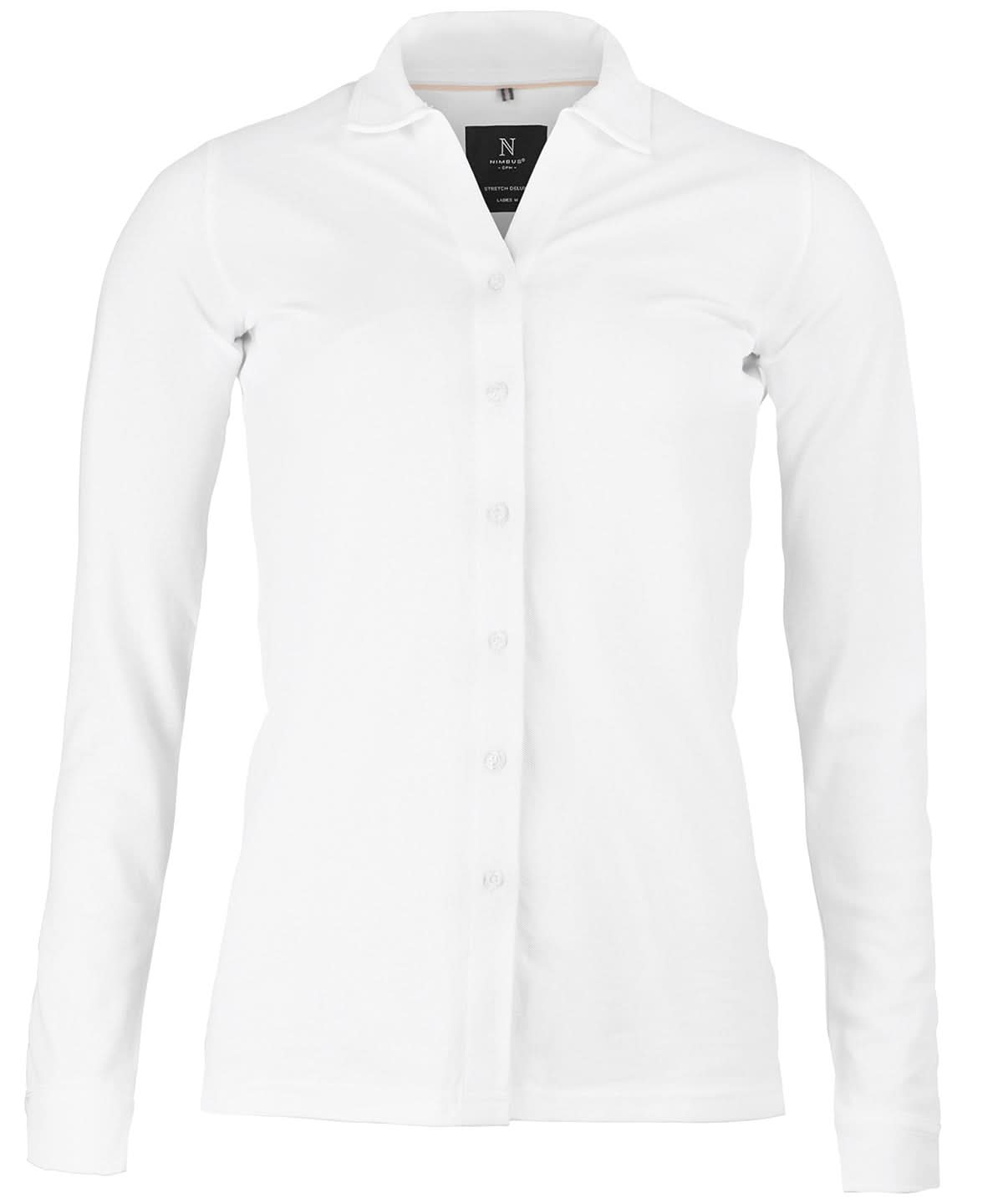Nimbus Womens Kingston stretch deluxe piqu shirt N103F - White - Customisable Shirts