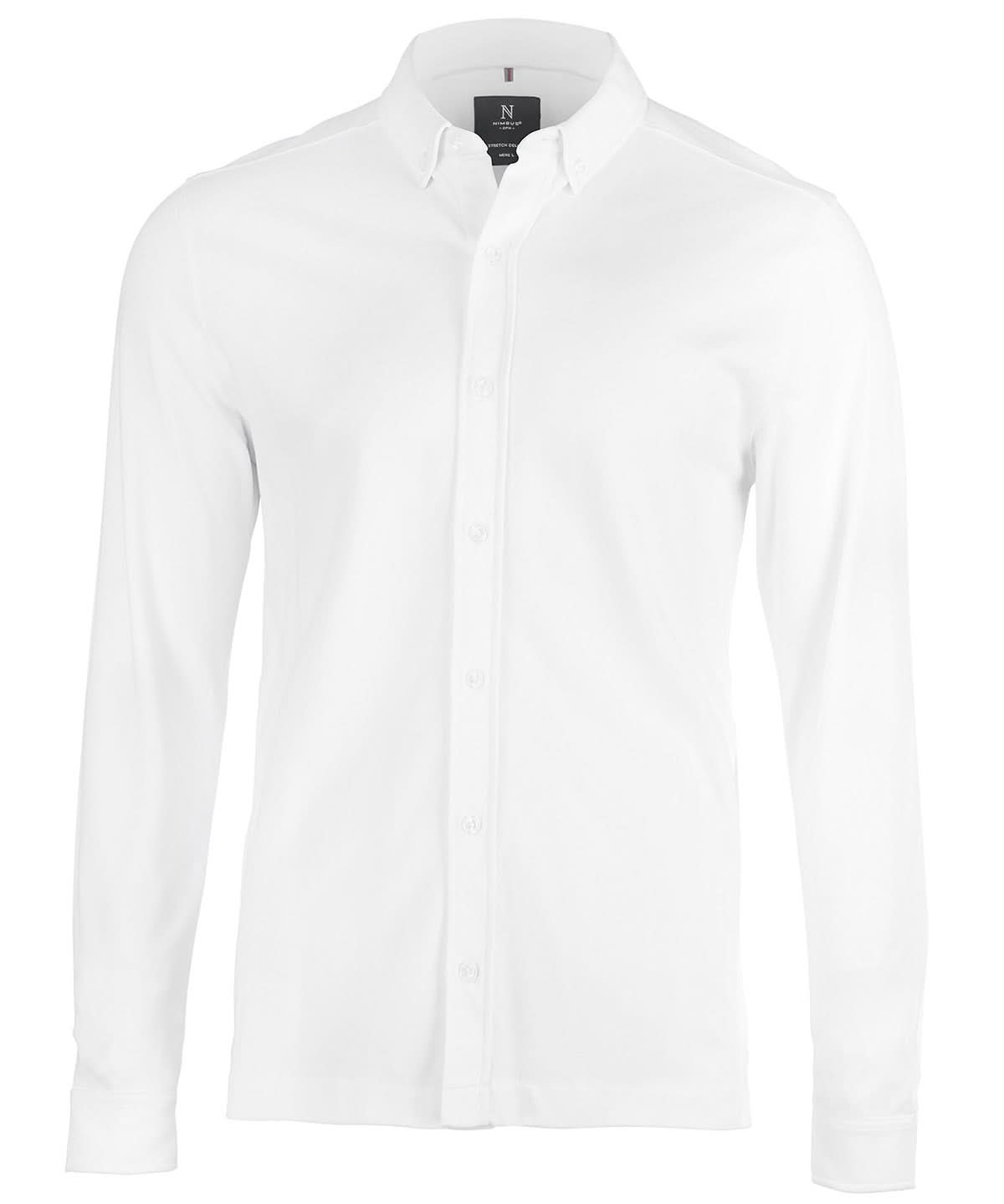 Nimbus Kingston stretch deluxe piqu shirt N103M - White - Customisable Shirts