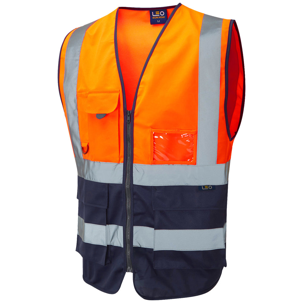 EcoViz Superior Orange/ Navy Waistcoat Lynton W11 - - Customisable HV Vest