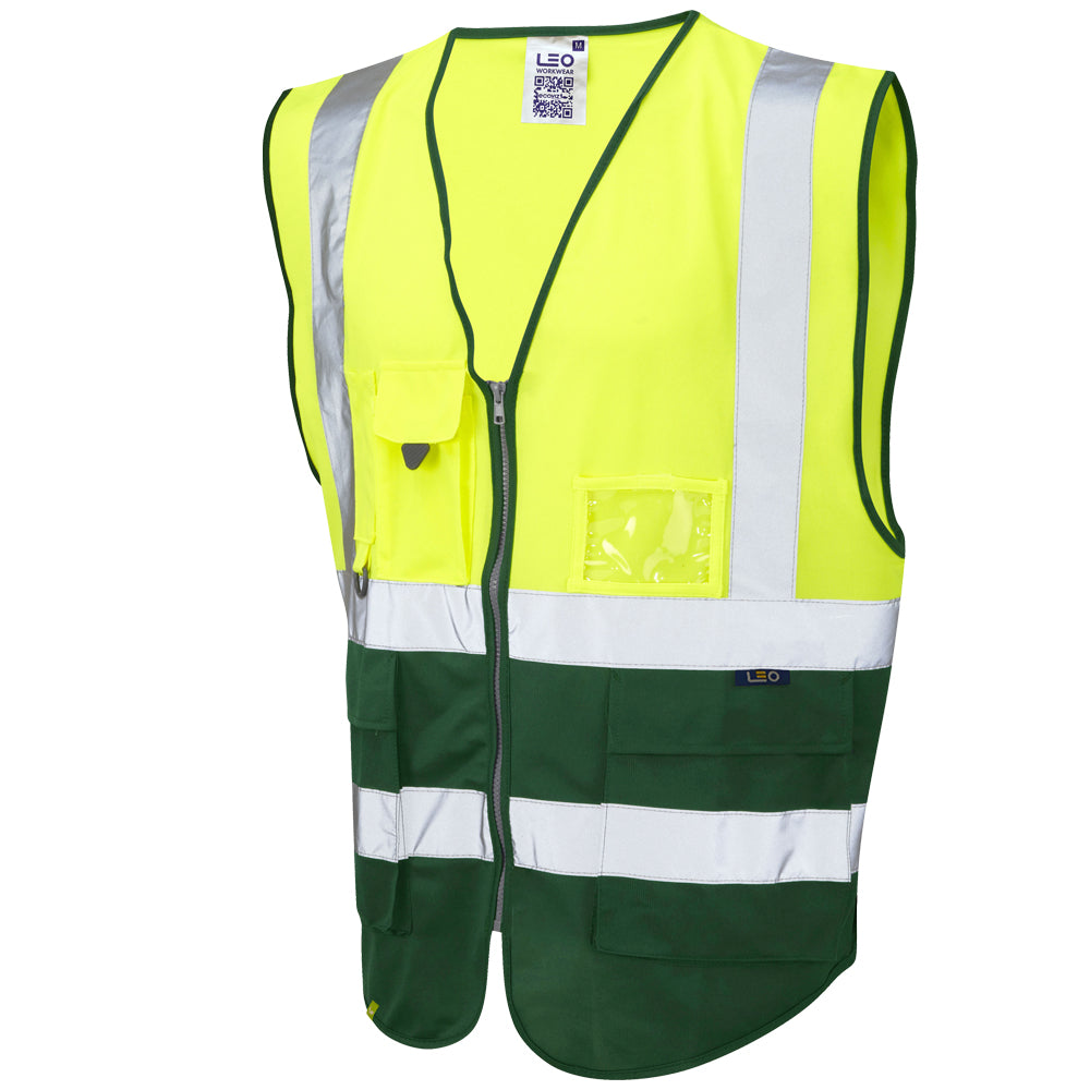 EcoViz Superior Yellow/ Bottle Lynton Waistcoat W11 - - Customisable HV Vest