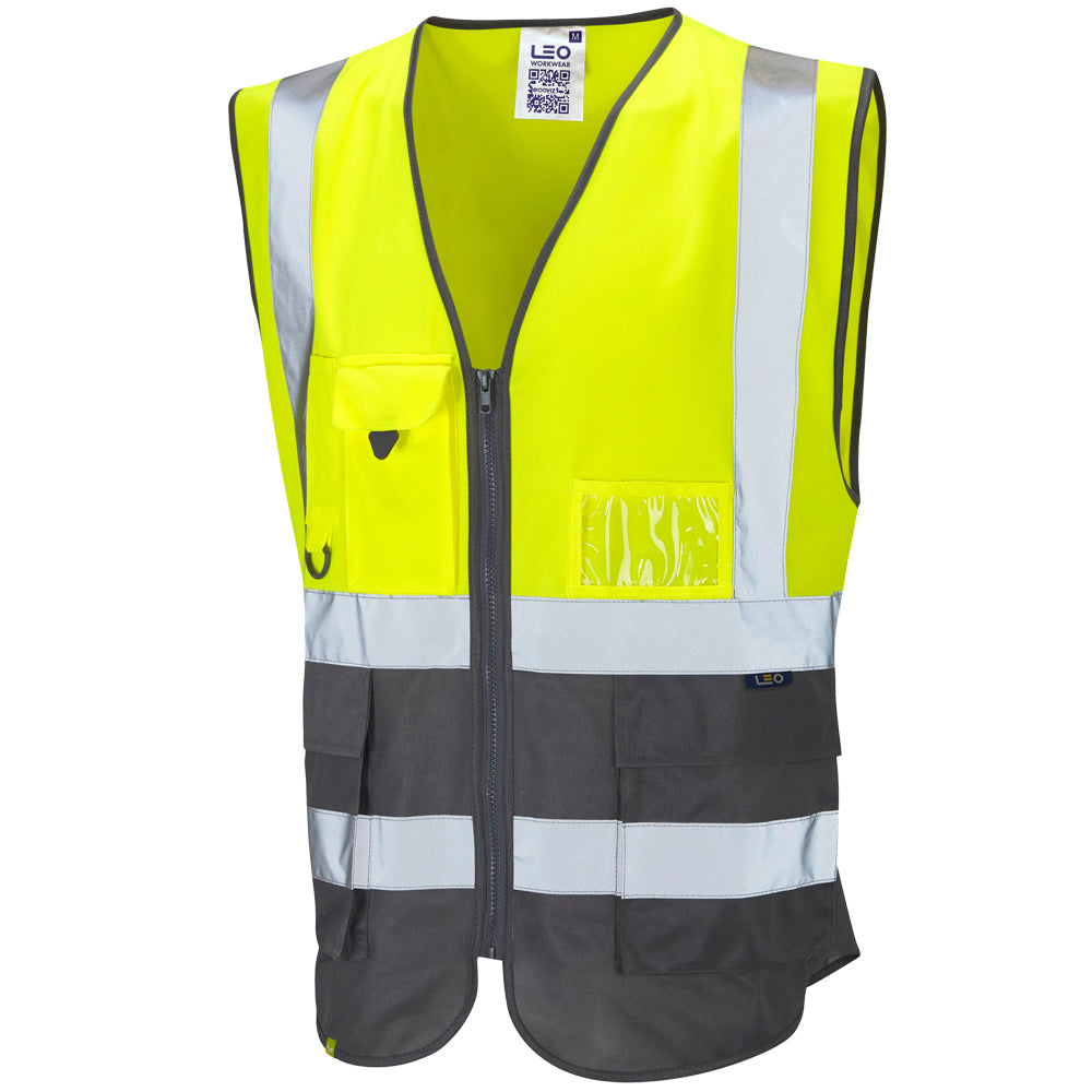 EcoViz Superior Yellow/ Grey Lynton Waistcoat W11 - - Customisable HV Vest
