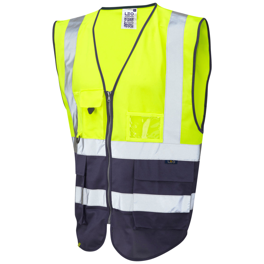 EcoViz Superior Yellow/ Navy Waistcoat Lynton W11 - - Customisable HV Vest