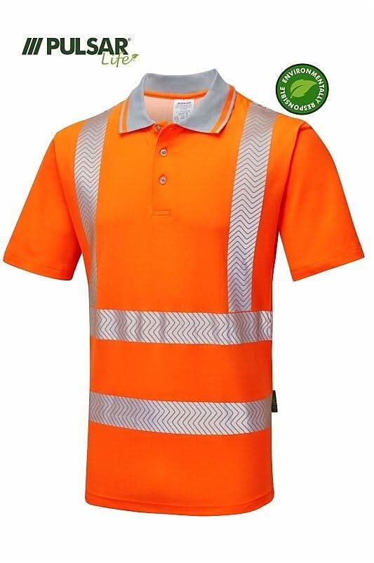Pulsar LIFE GRS Mens Short Sleeve Polo Shirt Orange LFE901 - Orange - Customisable Polos