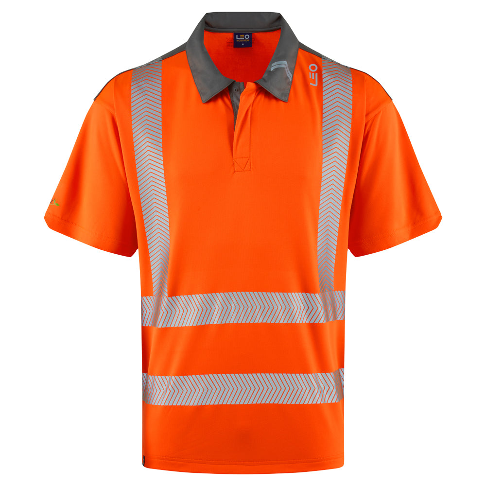 EcoViz COOLMAX High Performance Polo Shirt Trimstone P12 - HV ORANGE - Customisable Hi-Vis Polo Shirts