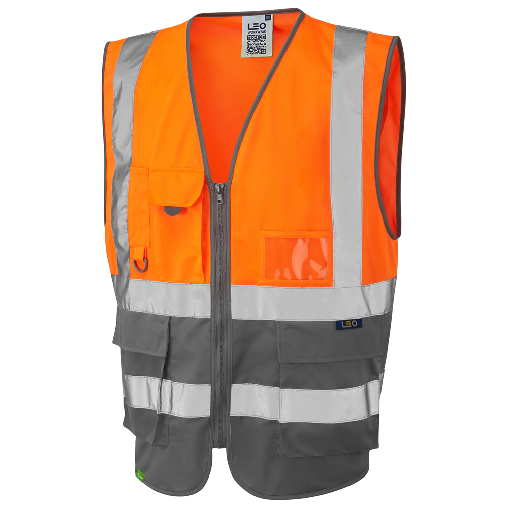 EcoViz Superior Orange/ Grey Waistcoat Lynton W11 - - Customisable HV Vest