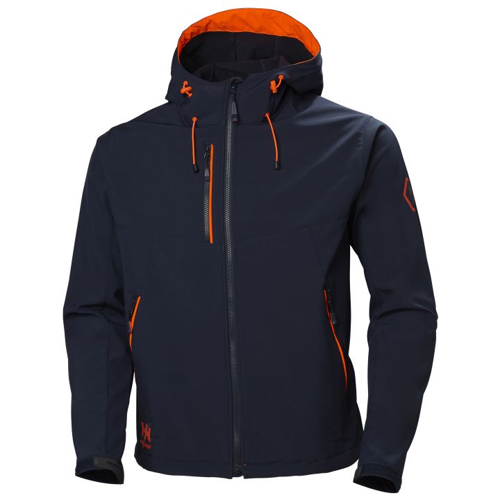 Helly Hansen Chelsea Evolution Hooded Softshell Jacket - 74140 - Navy - Customisable Softshell Jacket