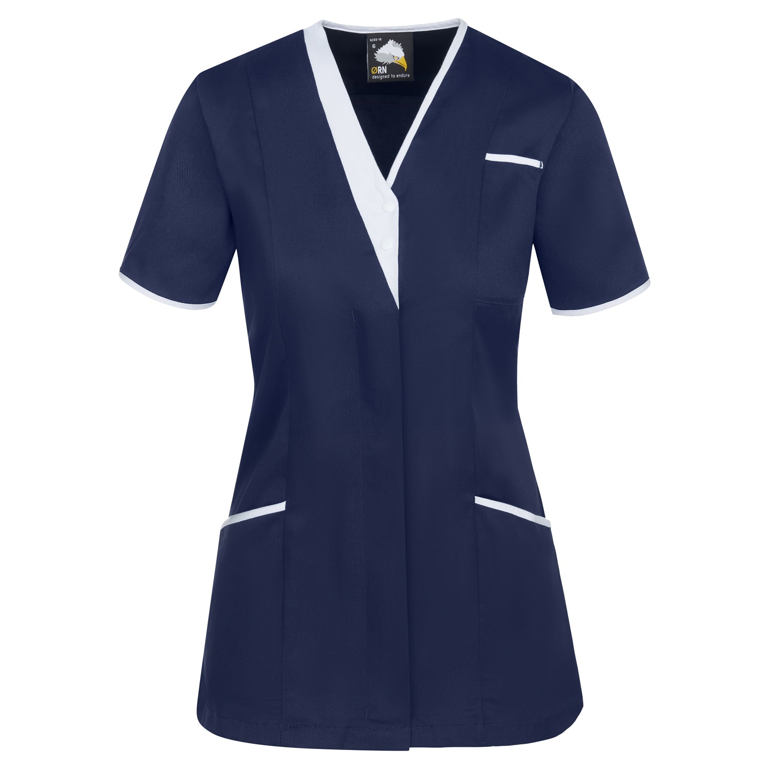 Orn Tonia V-Neck Tunic - Navy - White - 8200 - Navy - White - Customisable Healthcare