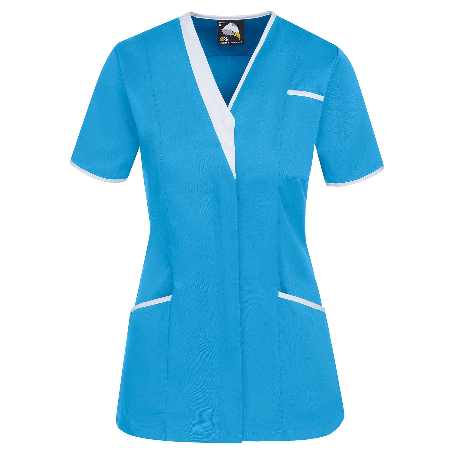 Orn Tonia V-Neck Tunic - Teal - White - 8200 - Teal - White - Customisable Healthcare