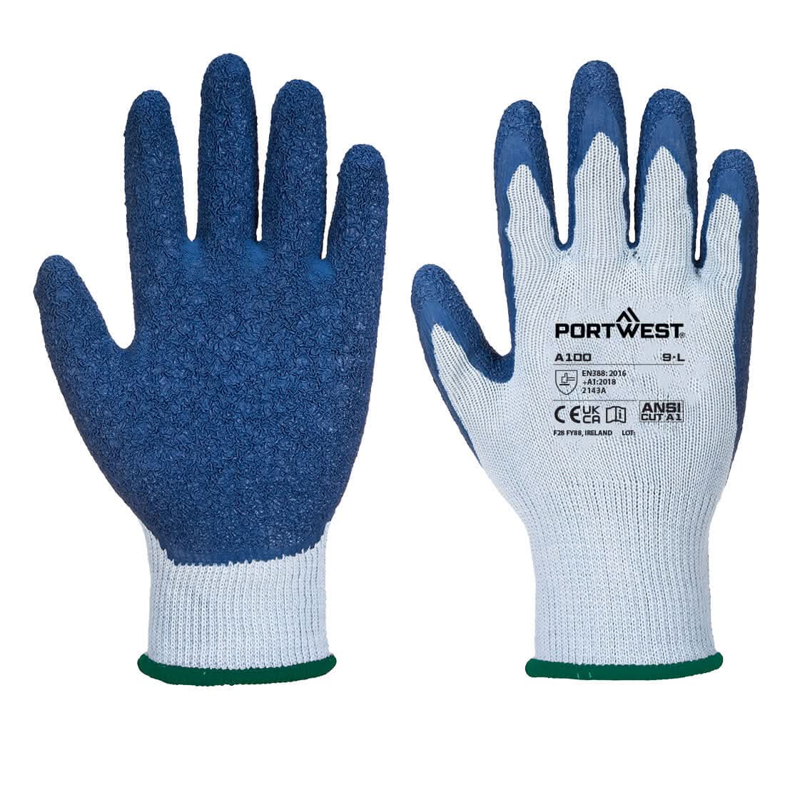 Portwest Grip Glove Latex A100 - Grey Blue - Customisable Hand Protection
