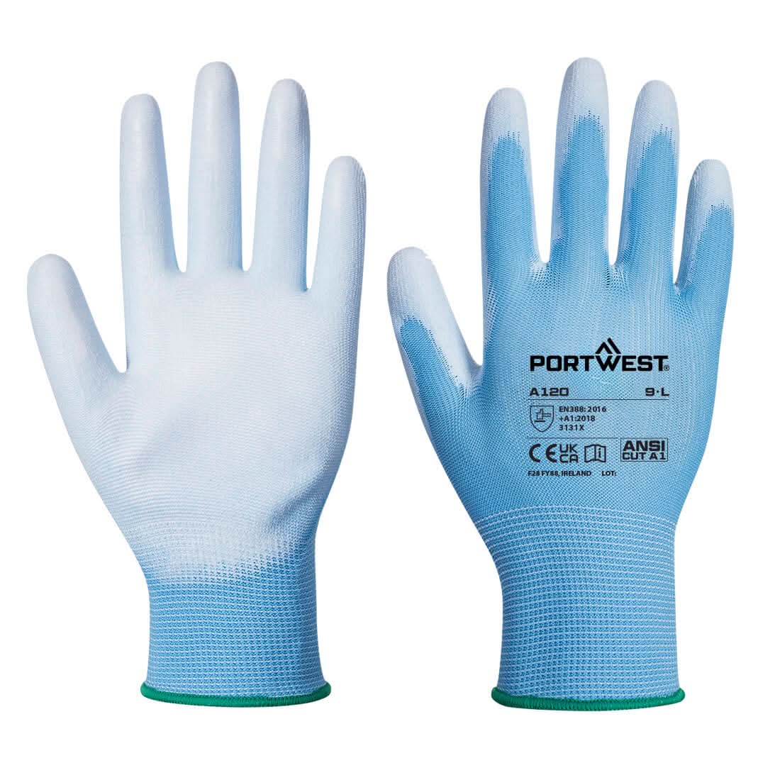 Portwest PU Palm Glove (Box Of 144 Pairs) A120 - Blue - Customisable Hand Protection