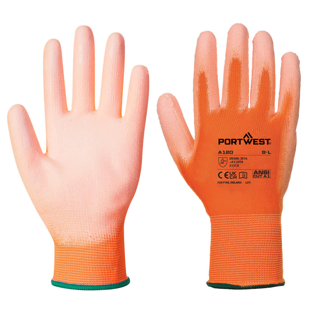 Portwest Pu Palm Glove A120 - Orange M - Customisable Hand Protection