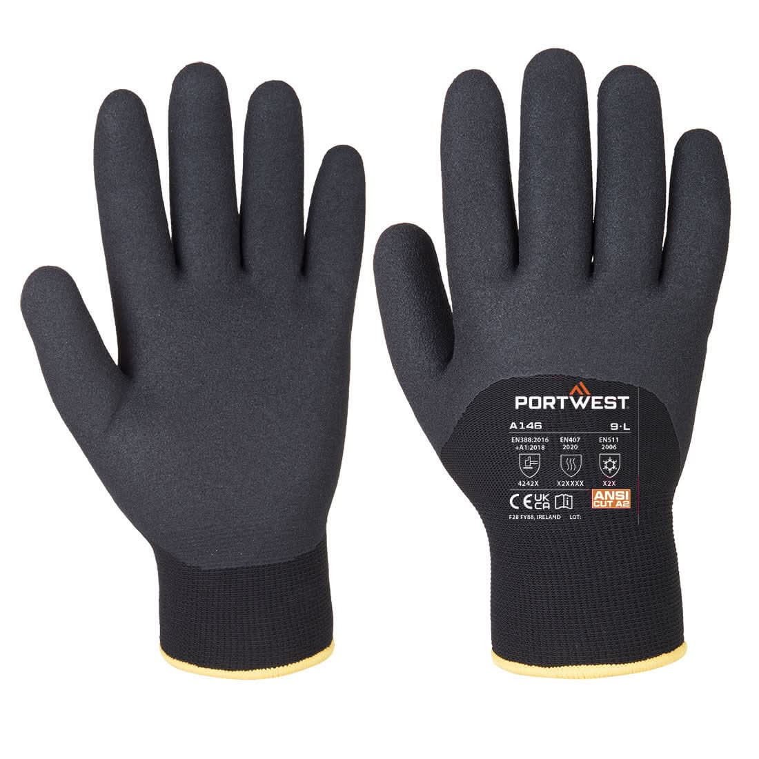 Portwest Arctic Winter Glove A146 - Black - Customisable Hand Protection