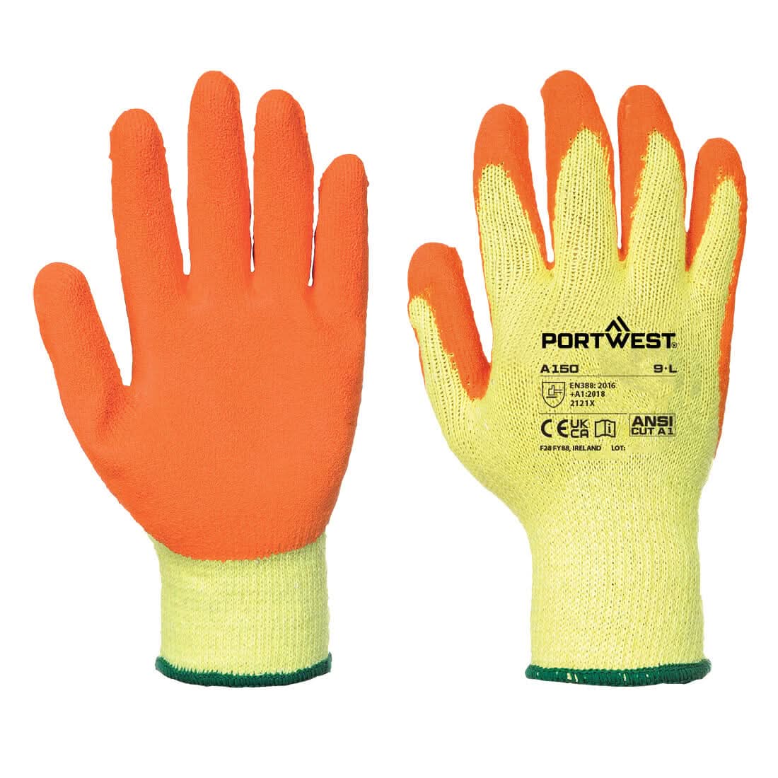 Portwest Classic Grip Glove Latex (Box of 144 Pairs) A150 - Orange - Customisable Hand Protection