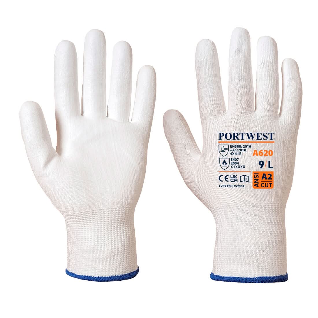 Portwest Cut B13 Pu Glove A620 - White - Customisable Hand Protection