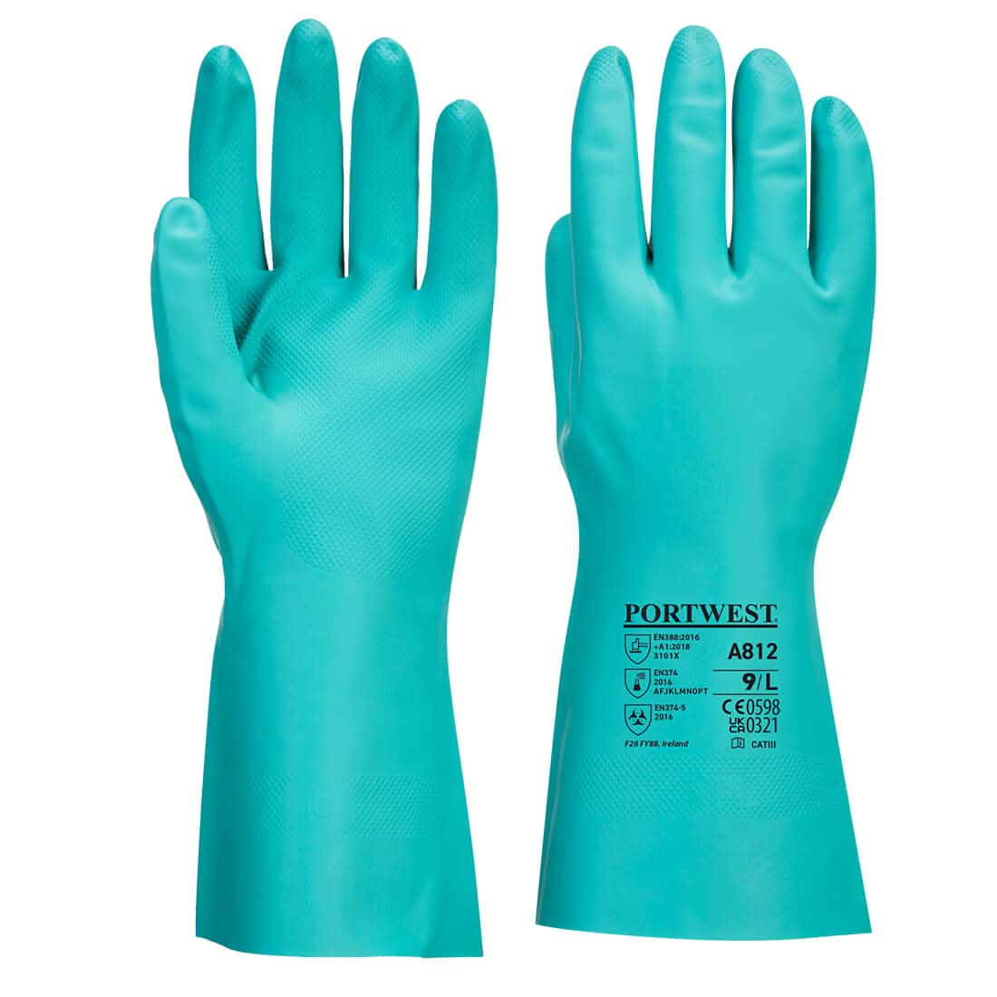 Portwest Nitrosafe Plus Chemical Gauntlet A812 - Green - Customisable Hand Protection
