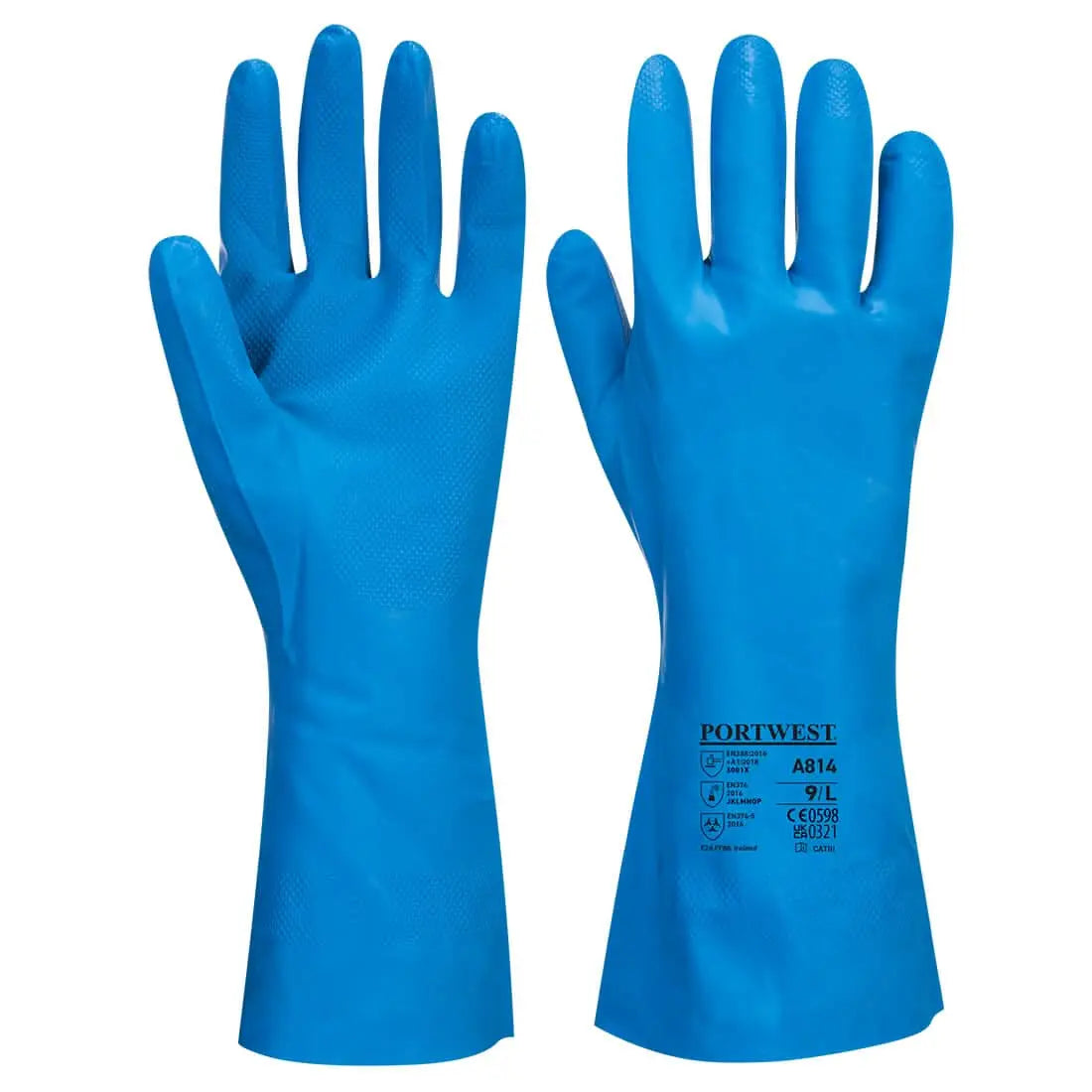 Chem 330 Nitrile Food Gauntlet A814 - Blue - Customisable Chemical Gloves
