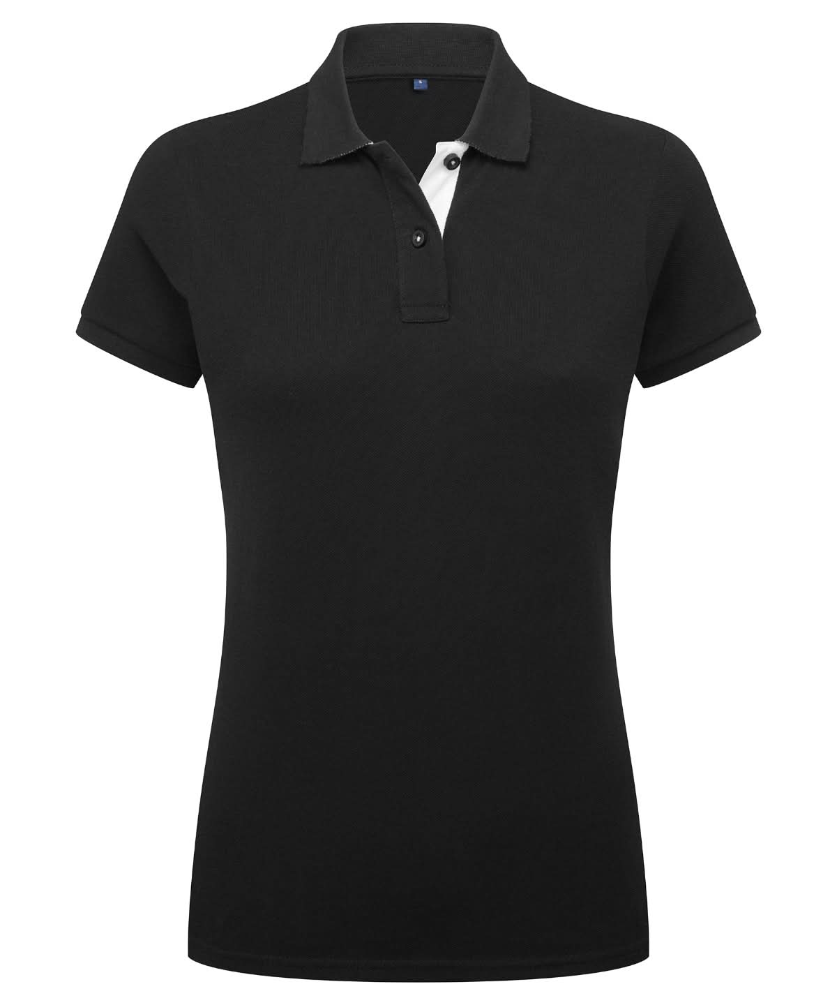 Asquith & Fox Womens contrast polo AQ022 - Black White - Customisable Polos