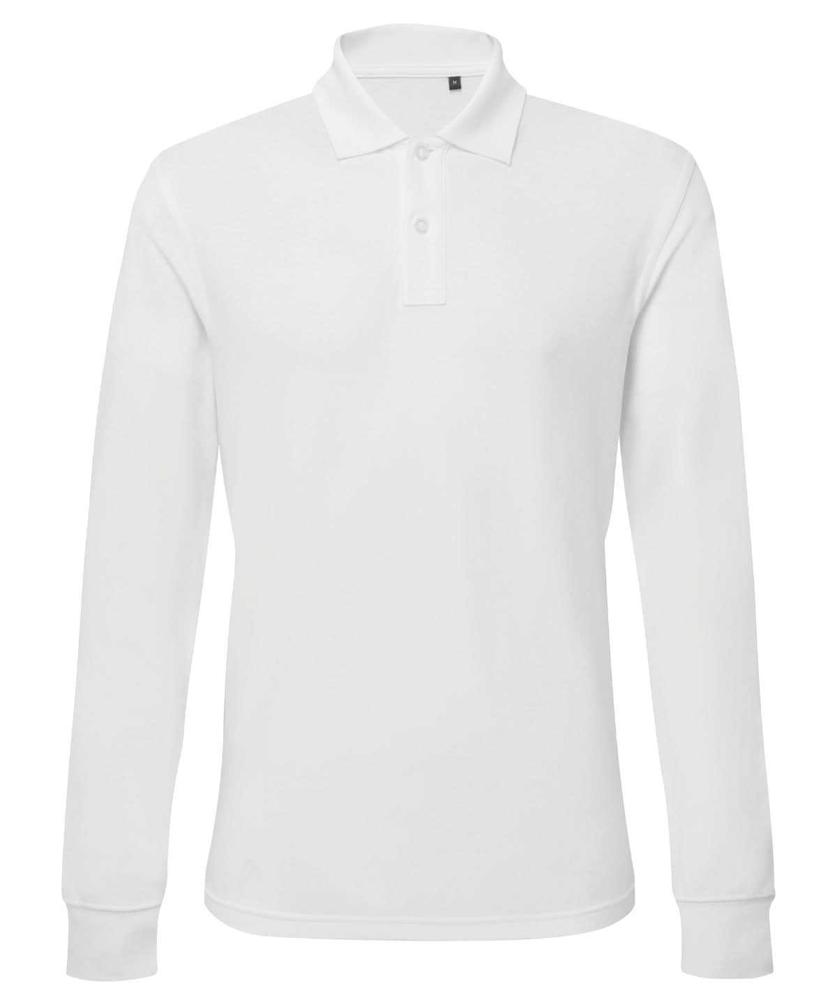 Asquith & Fox Mens classic fit long sleeved polo AQ030 - White - Customisable Polos