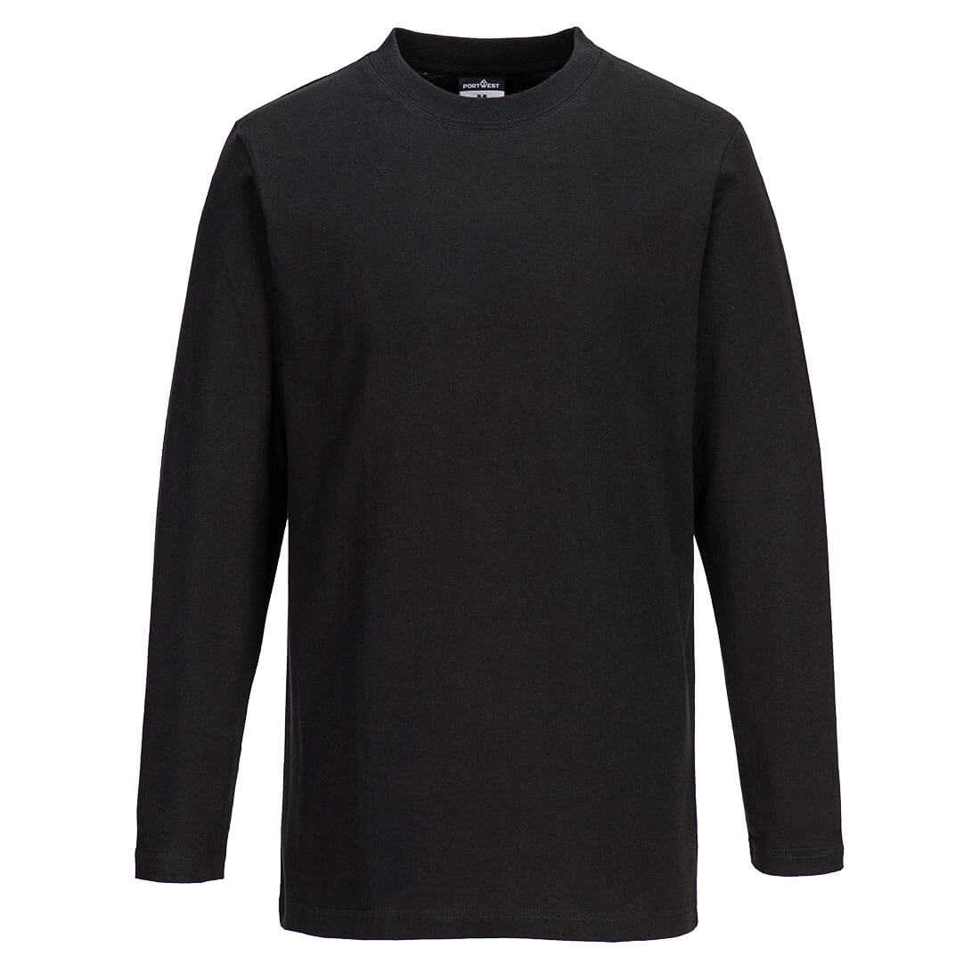 Portwest Cotton T-Shirt L/S - b196 - Black - Customisable T-Shirts