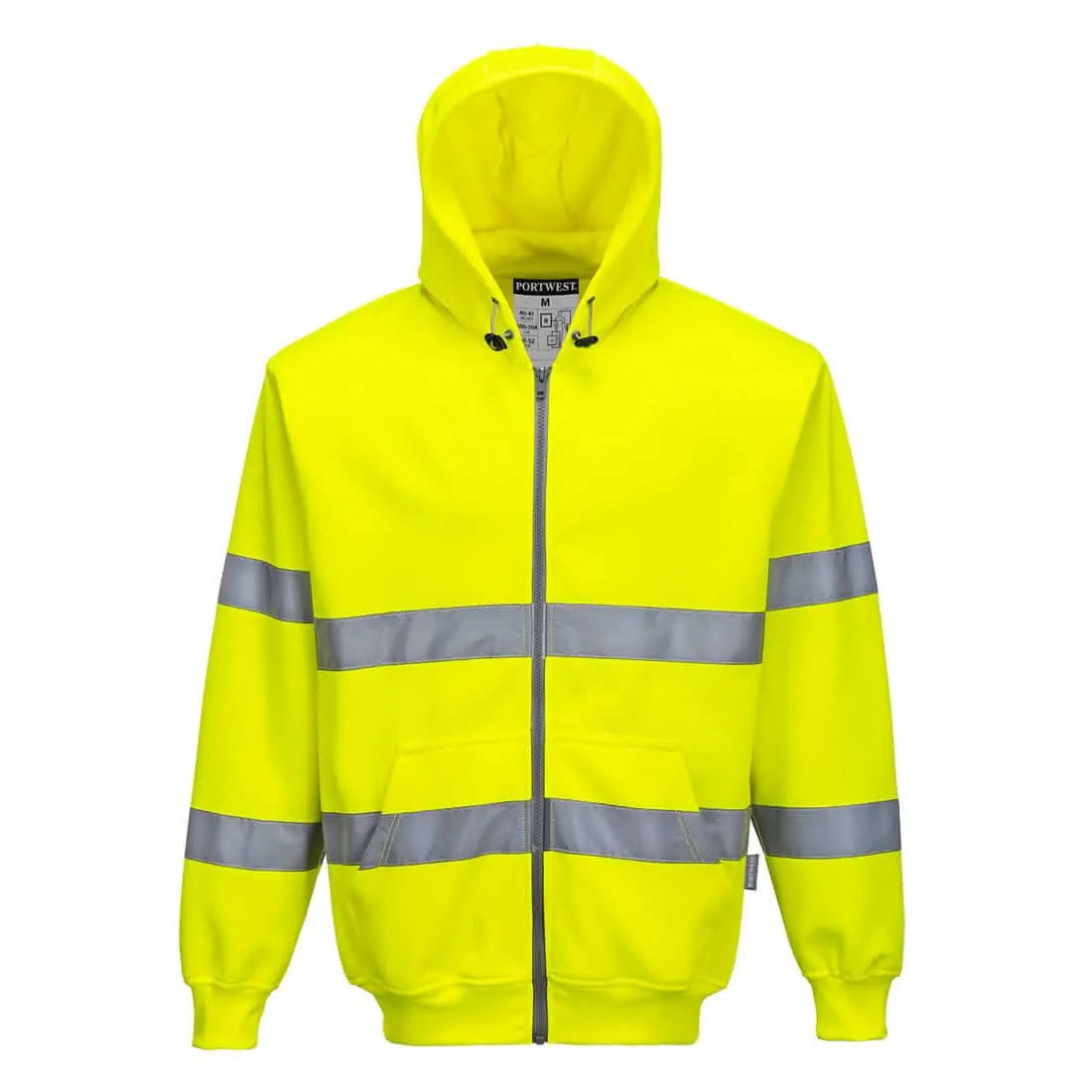 Hi Vis Zipped Hoodie B305 - Yellow - Customisable Hoodies