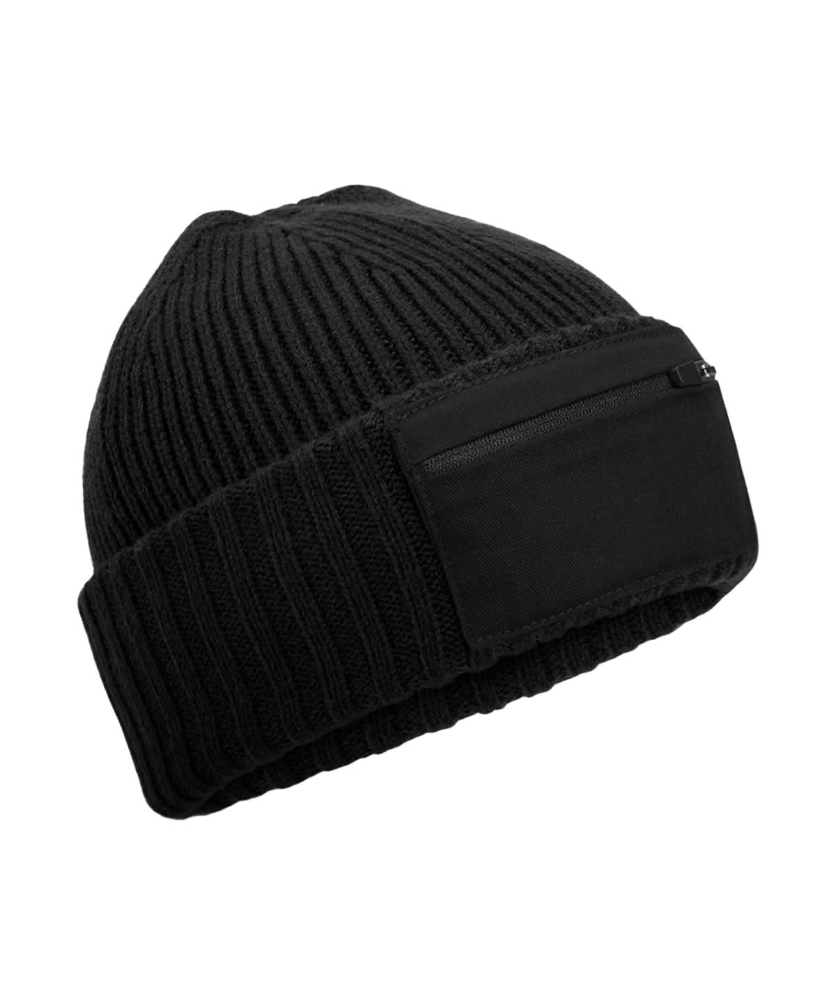 Beechfield Zip patch beanie B334R - Black One size - Customisable Beanies