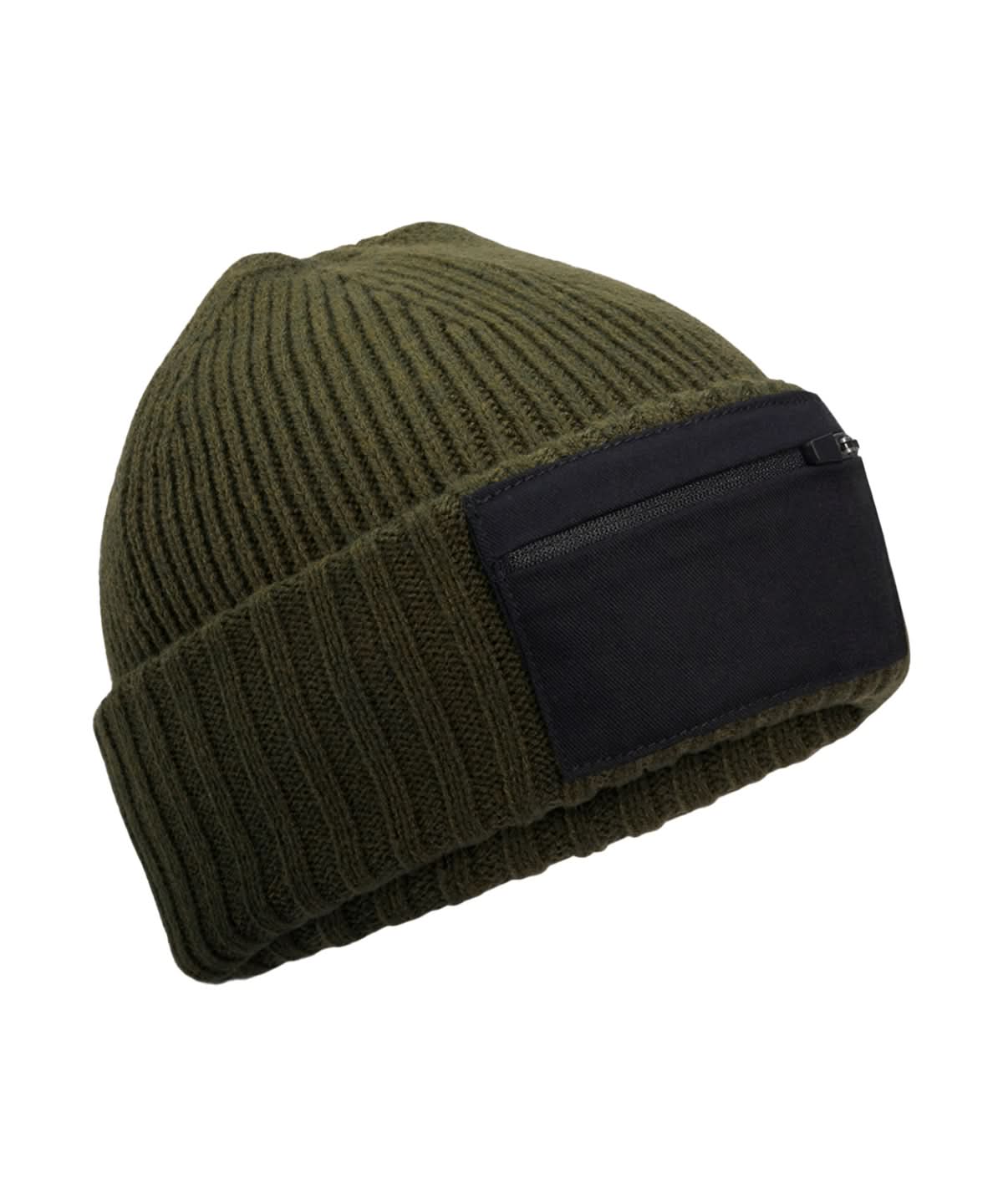 Beechfield Zip patch beanie B334R - Military Green Black One size - Customisable Beanies