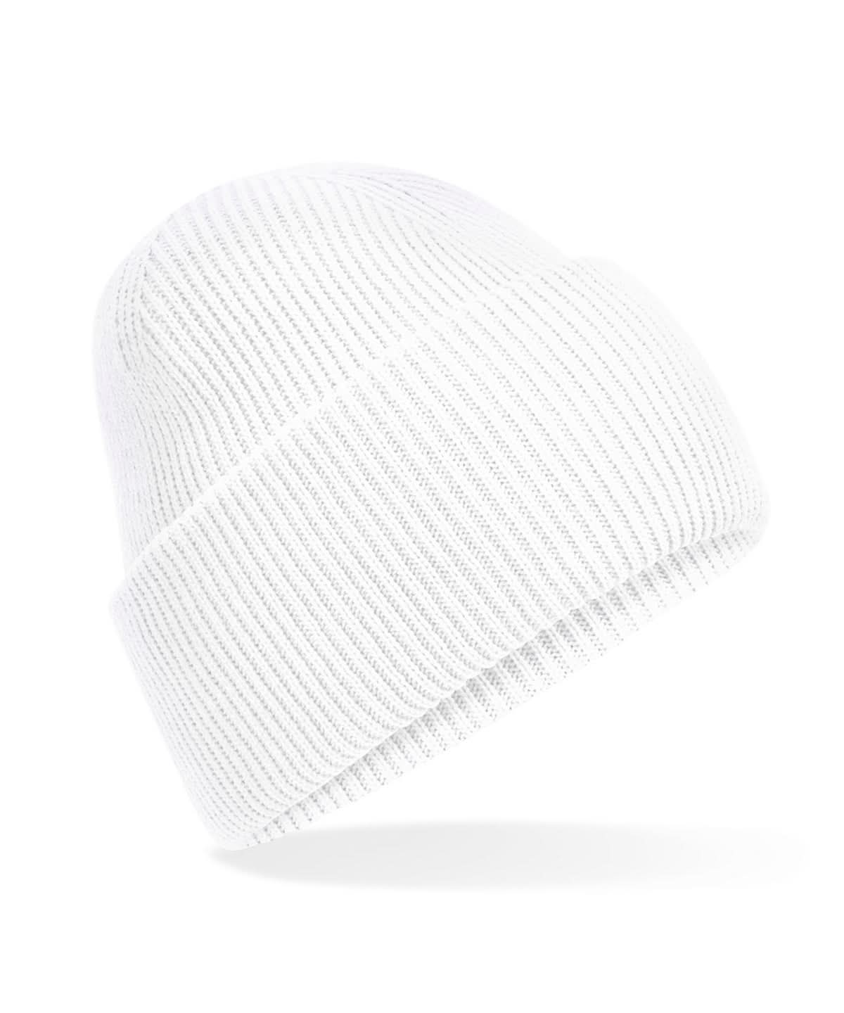 Beechfield Classic engineered deep cuffed beanie B385R - White One size - Customisable Beanies