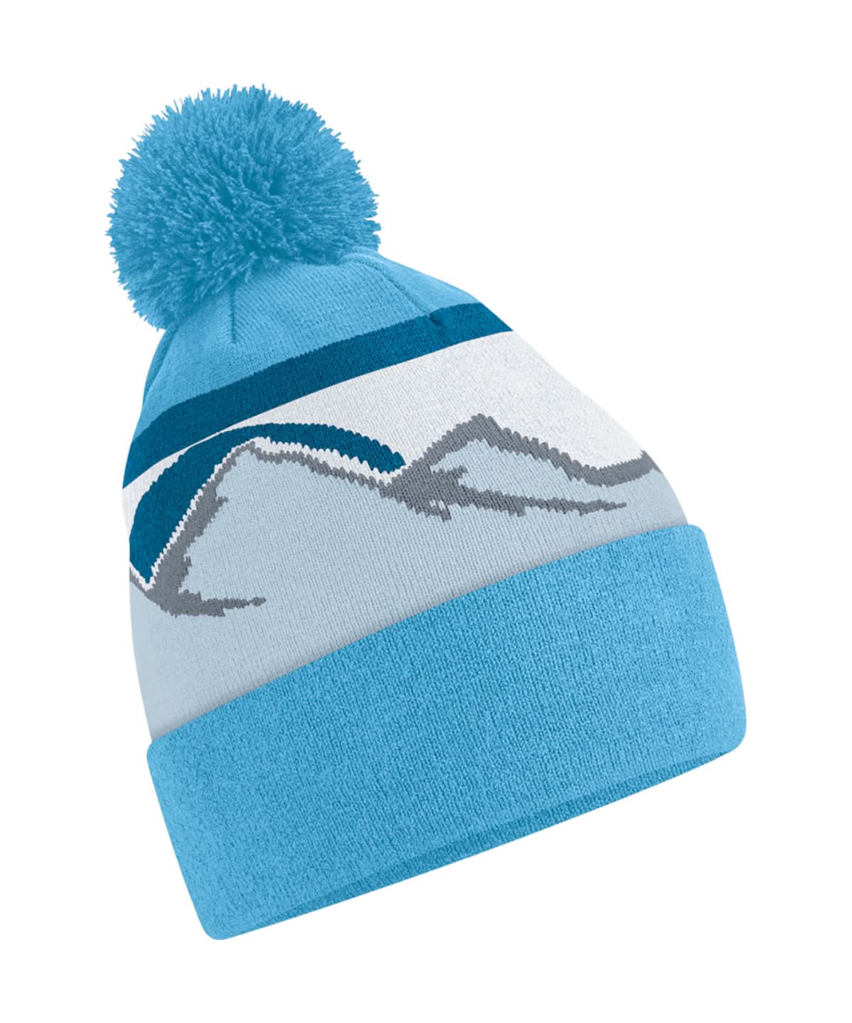 Beechfield Mountain peaks pom pom beanie B395R - Glacier Peaks One size - Customisable Beanies