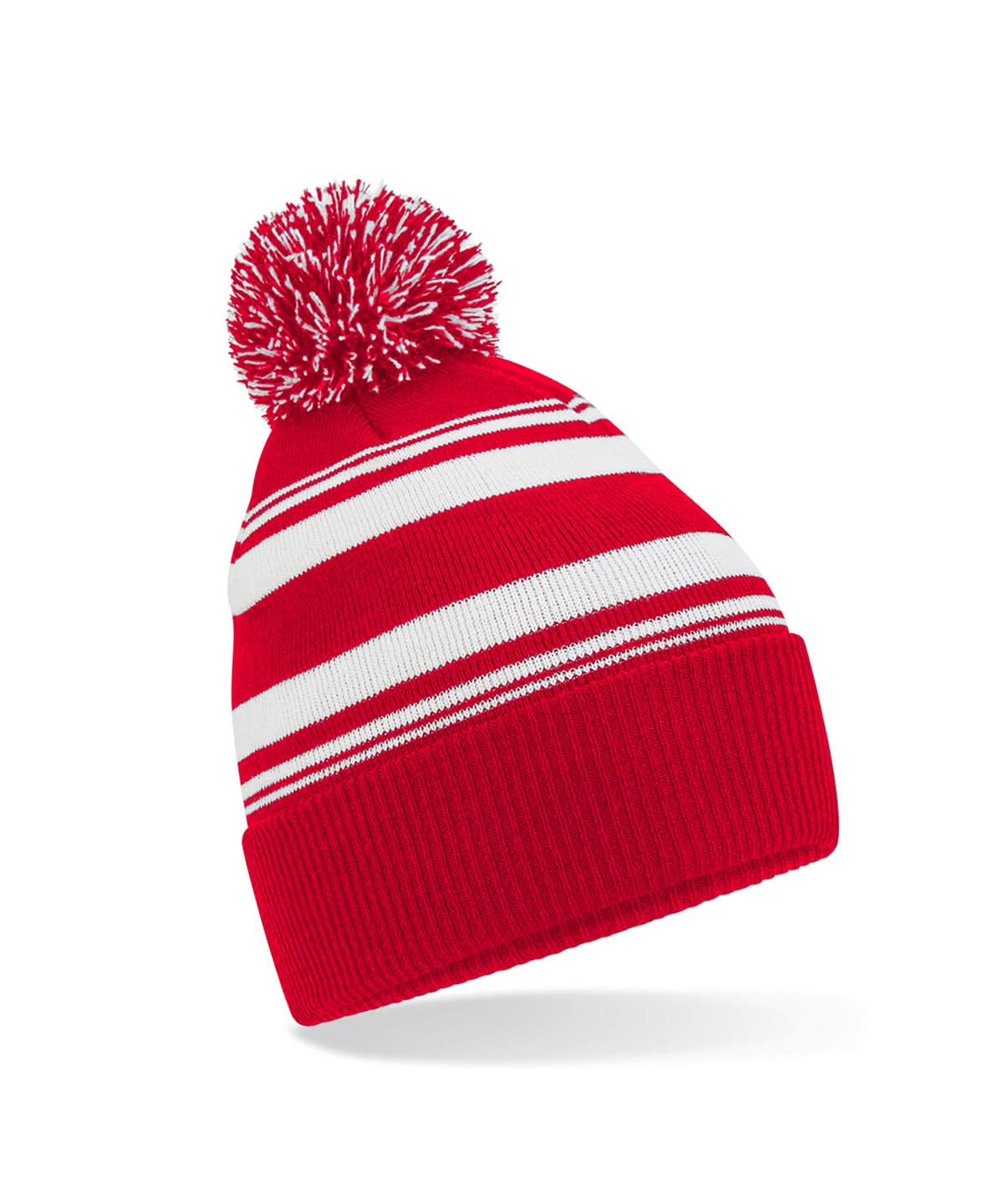 Beechfield Striped fan beanie B473R - Classic Red White One size - Customisable Beanies