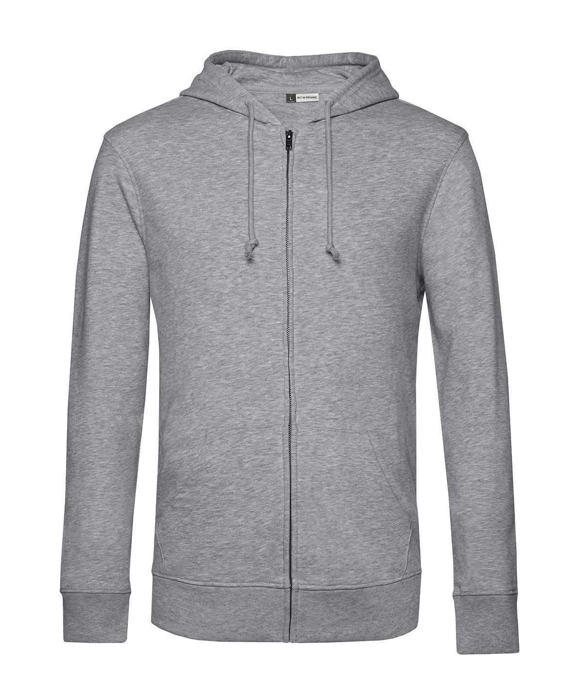 B&C Collection Inspire Zipped Hood BA002 - Heather Grey - Customisable Hoodies