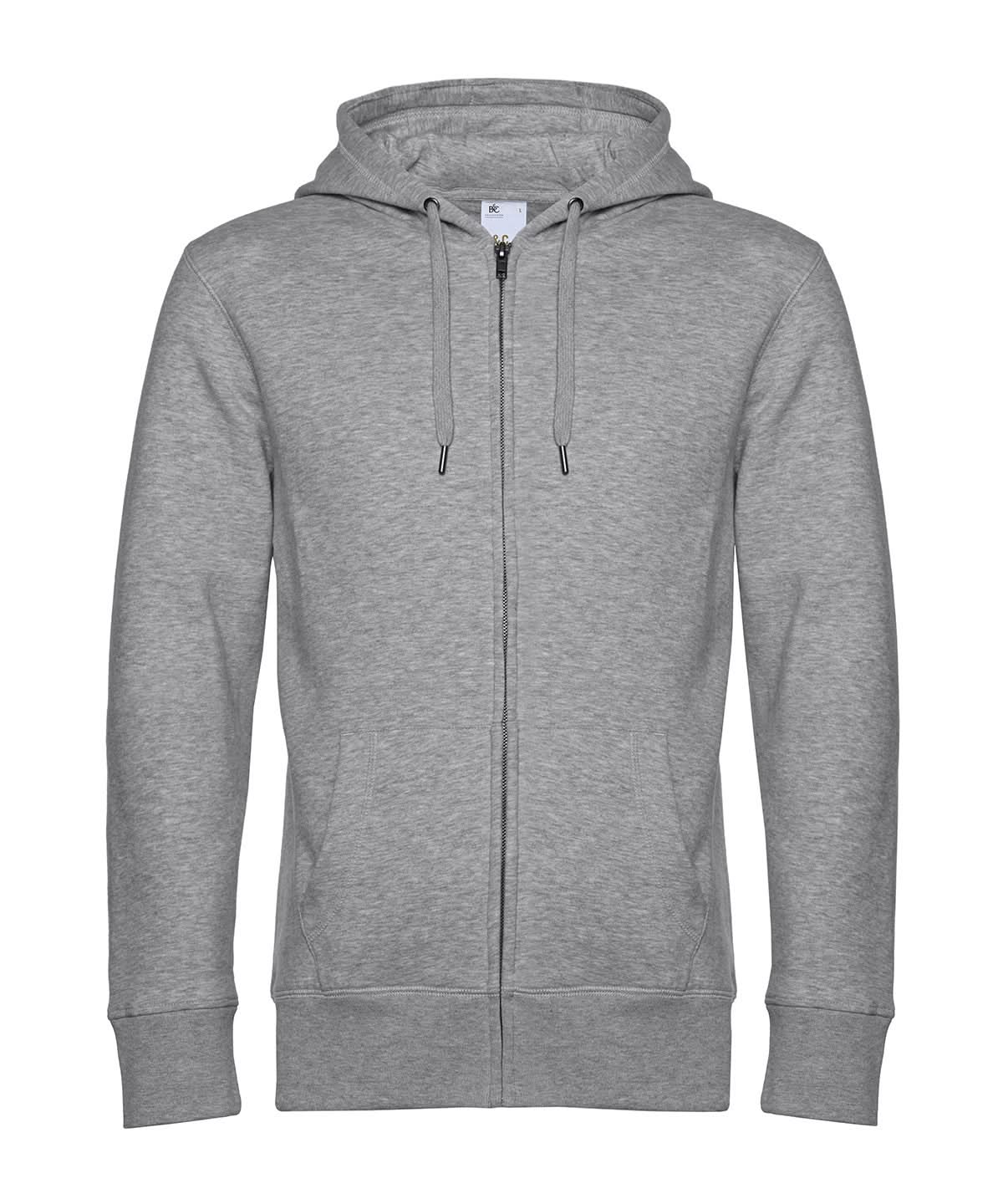 B&C Collection KING Zipped Hood BA012 - Heather Grey - Customisable Hoodies