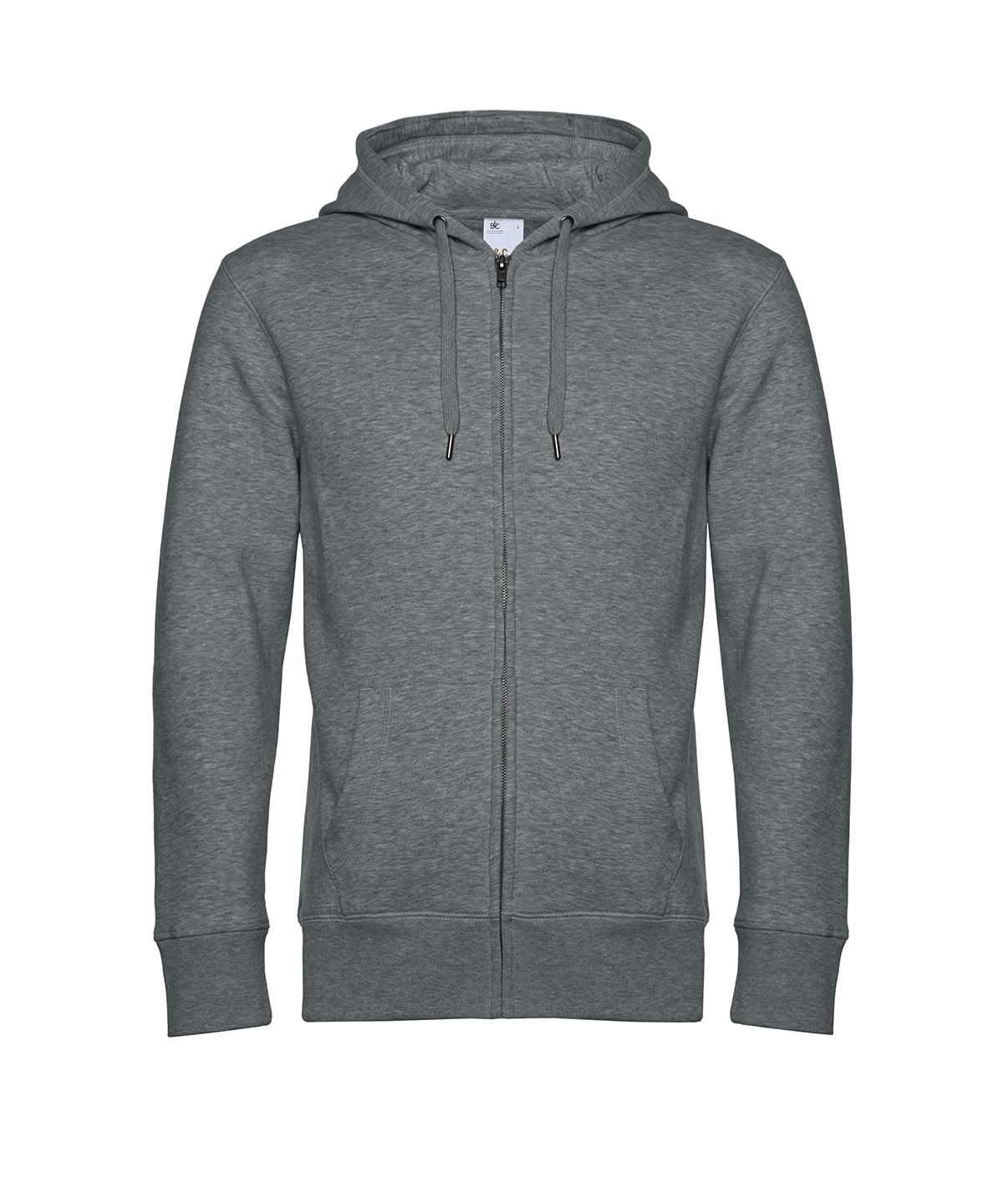 B&C Collection KING Zipped Hood BA012 - Heather Mid Grey - Customisable Hoodies