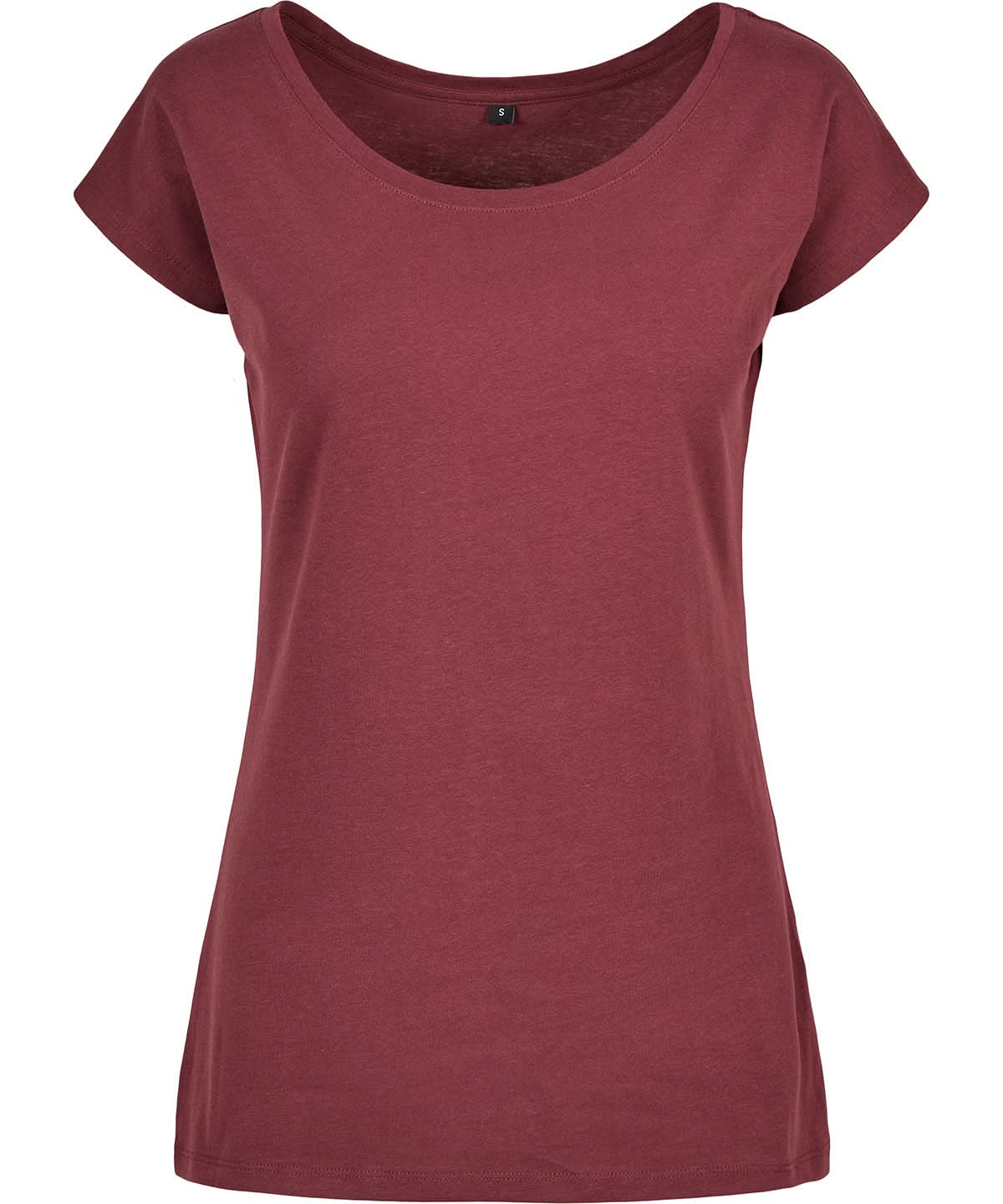 Build Your Brand Basic BYB Womens wide neck tee Cherry BB013 - Cherry - Customisable T-Shirts