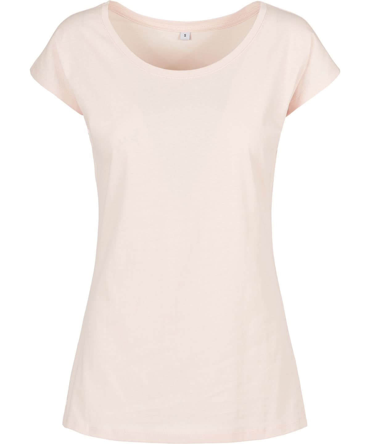 Build Your Brand Basic BYB Womens wide neck tee Pink BB013 - Pink - Customisable T-Shirts