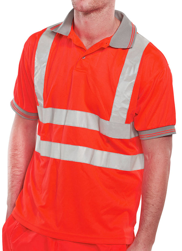 Beeswift Short Sleeve Hi Vis Polo Shirt - Red - Customisable Polo Shirts