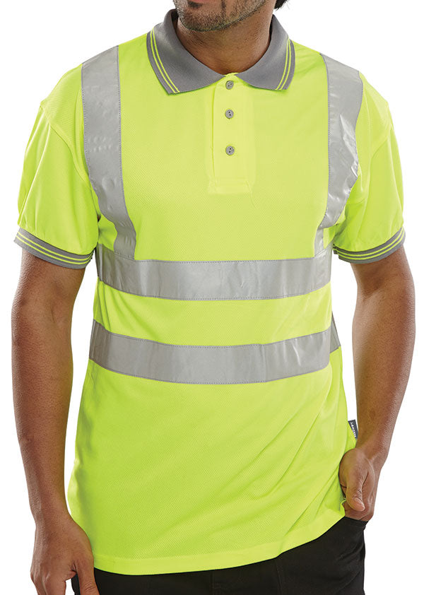 Beeswift Short Sleeve Hi Vis Polo Shirt - Saturn Yellow - Customisable Polo Shirts