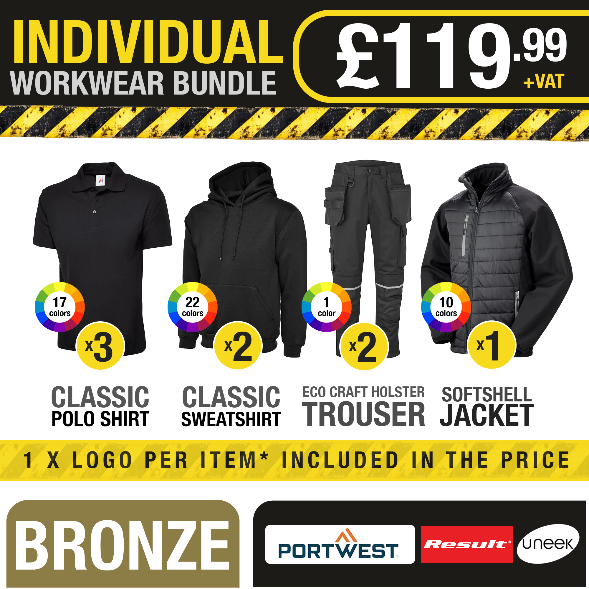 Bronze Individual Workwear Bundle - Free Logos - - Customisable Bundle