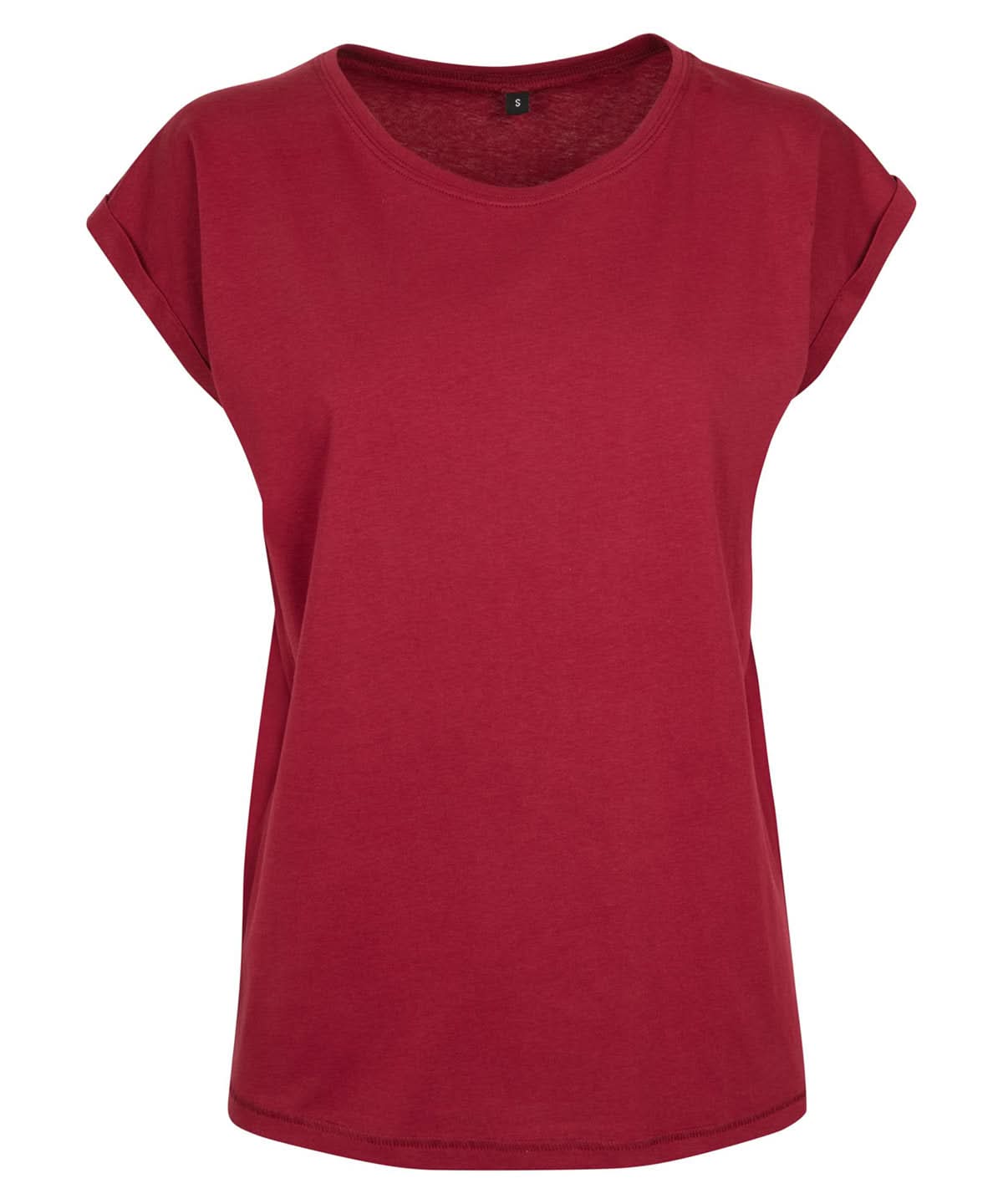 Build Your Brand BYB Womens extended shoulder tee Black BY021 - Burgundy - Customisable T-Shirts