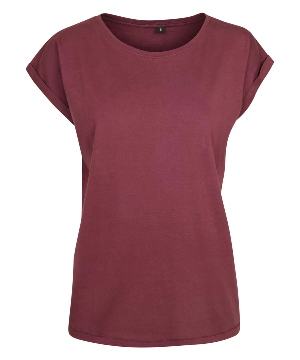 Build Your Brand BYB Womens extended shoulder tee Black BY021 - Cherry - Customisable T-Shirts