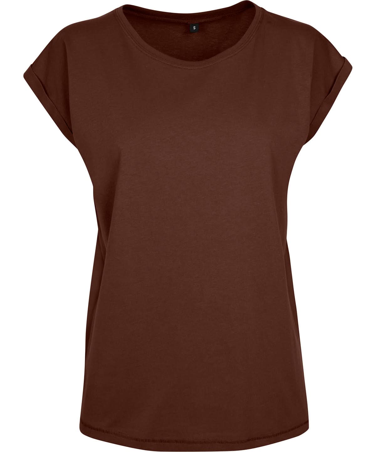 Build Your Brand BYB Womens extended shoulder tee Black BY021 - Chocolate Brown - Customisable T-Shirts