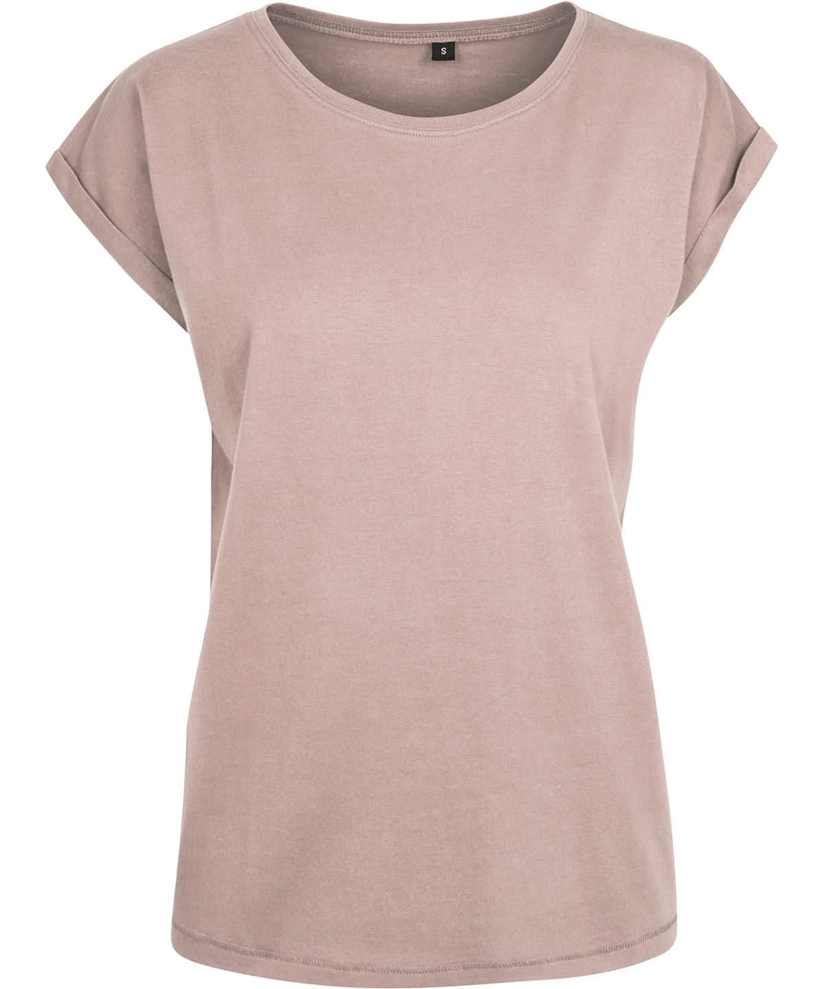 Build Your Brand BYB Womens extended shoulder tee Black BY021 - Dusk Rose - Customisable T-Shirts