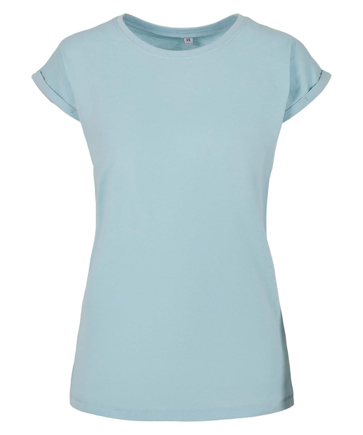 Build Your Brand BYB Womens extended shoulder tee Ocean Blue BY021 - Ocean Blue - Customisable T-Shirts