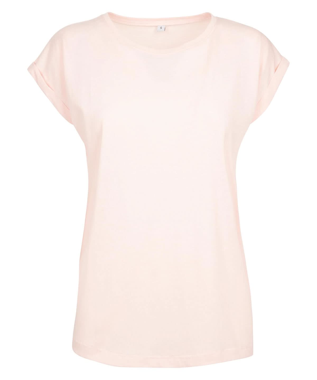 Build Your Brand BYB Womens extended shoulder tee Pink BY021 - Pink - Customisable T-Shirts