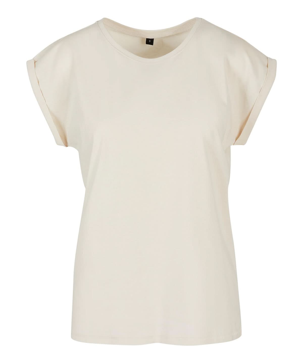 Build Your Brand BYB Womens extended shoulder tee Sand BY021 - Sand - Customisable T-Shirts