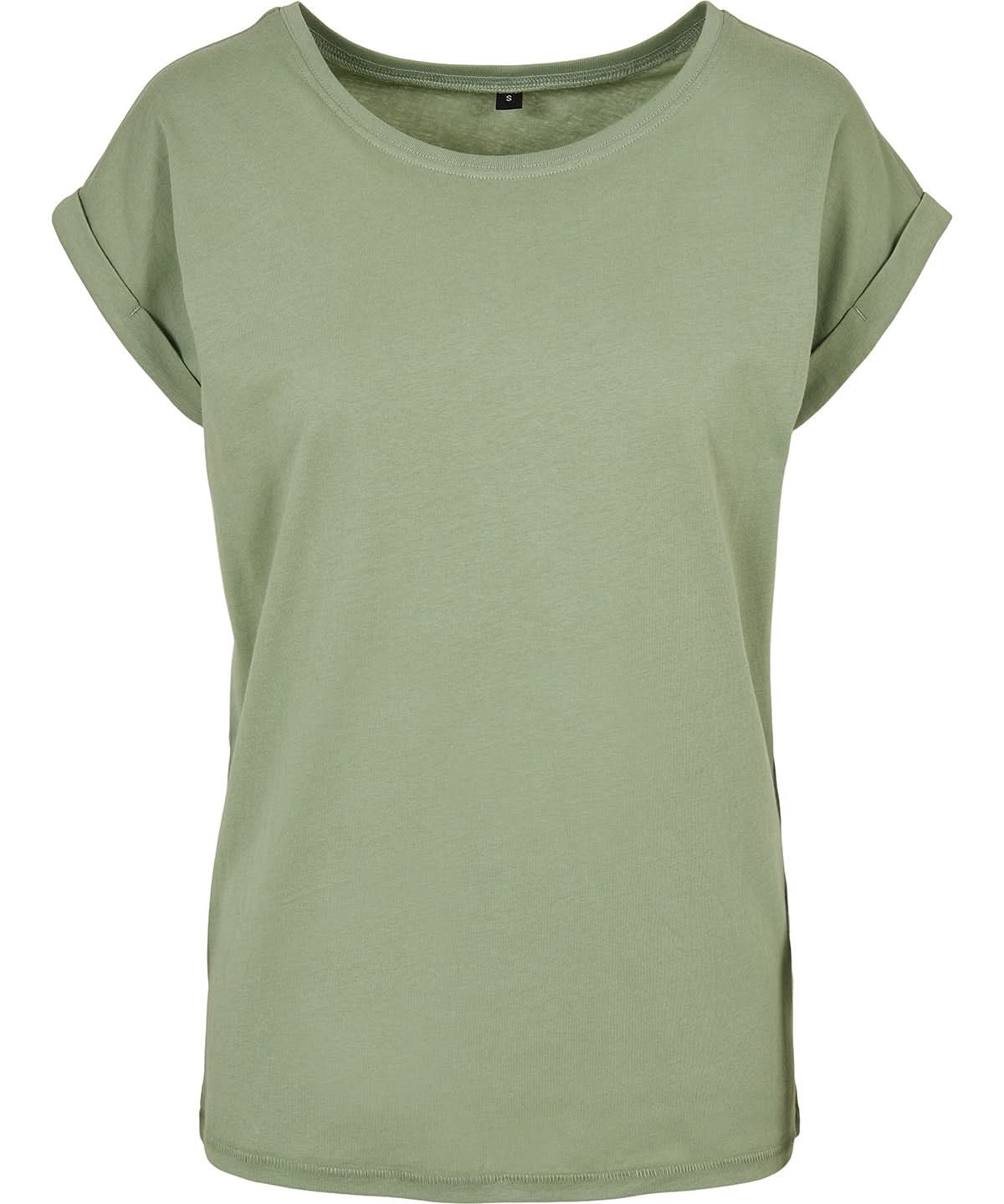 Build Your Brand BYB Womens extended shoulder tee Soft Salvia BY021 - Soft Salvia - Customisable T-Shirts